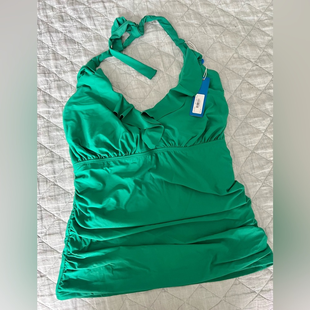 Ruffle Halter Underwire Tankini Top & Full Bikini Bottom